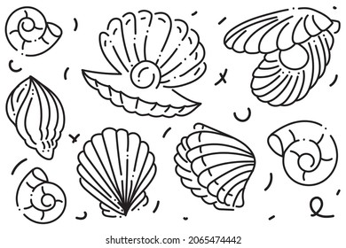 shell sea ocean object line art element vector