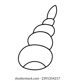cáscara mar vacaciones verano mariscos línea de doodle libro de colorear icono ilustración vectorial