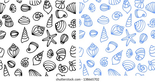 shell seamless pattern. Sea shells collection