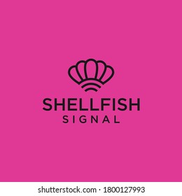 shell with signal logo design vector silhouette illustration