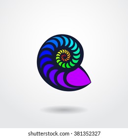 Shell silhouette isolated on white background. Vector icon