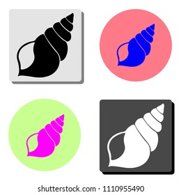 shell. simple flat vector icon illustration on four different color backgrounds