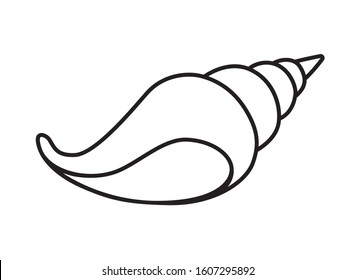 Shell. Spiral, Conical Shell Of A Sea Or Ocean Mollusk. Vector Linear Picture For Coloring - Shell. Outline. Hand Drawing.