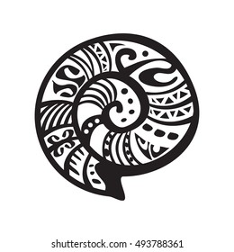 Shell-Tattoo im Maori-Stil. Vektorgrafik EPS10