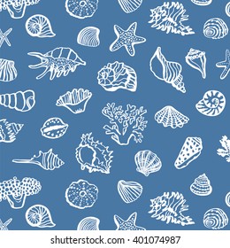 shell undersea world vector hand drawing pattern background