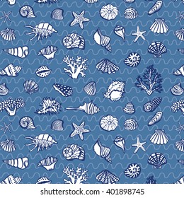 shell undersea world vector hand drawing pattern background