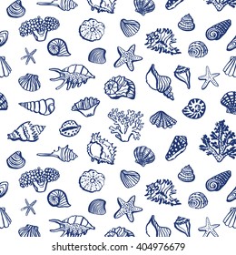 shell undersea world vector hand drawing pattern background