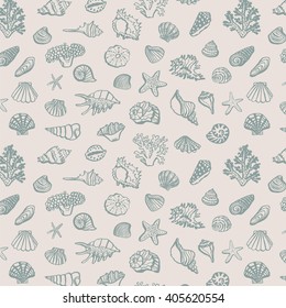 shell undersea world vector hand drawing pattern background