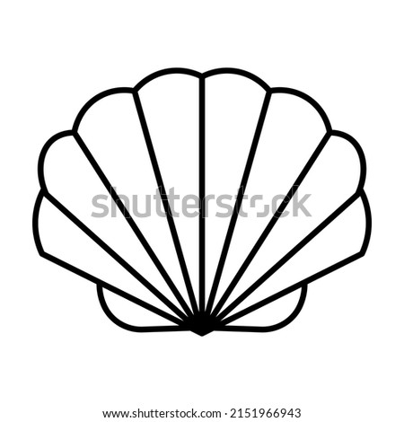 Shell vector icon logo illustration. Scallop shellfish pearl logo line icon sea shape symbol Сток-фото © 