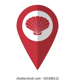 Shell - vector icon; red map  pointer