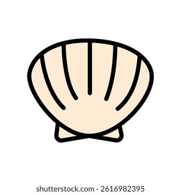 shell vector icon, scallop shellfish pearl logo, colored outline icon, sea shell symbol