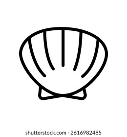 shell vector icon, scallop shellfish pearl logo, black line icon, sea shell symbol