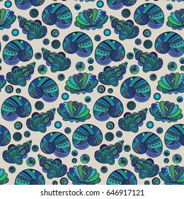 Shell vector illustration. Seamless pattern.