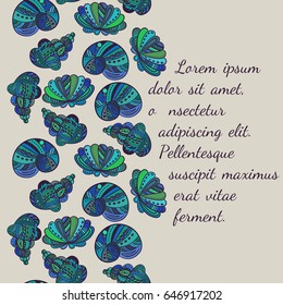 Shell vector illustration. Seamless pattern. Seamless vertical pattern.
