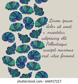 Shell vector illustration. Seamless pattern. Seamless vertical pattern.