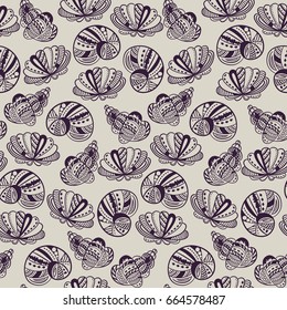 Shell vector illustration. Seamless pattern