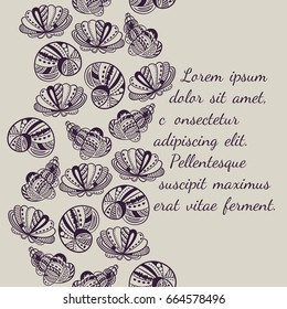 Shell vector illustration. Vintage card.