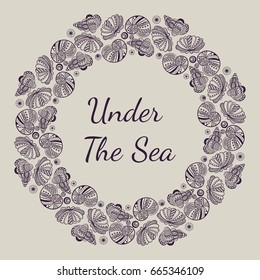 Shell vector illustration. Vintage card.