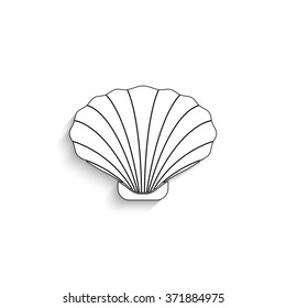 Shell - white vector icon with  shadow