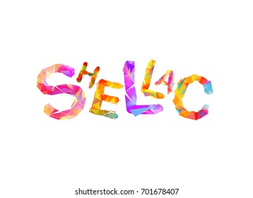 SHELLAC - vector word of colorful triangular letters