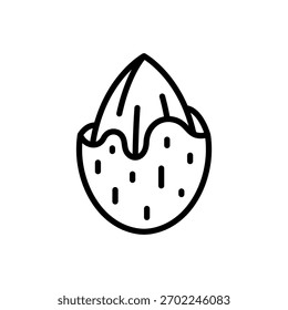 Tuerca de almendra sin cáscara con Ilustración vectorial de icono de contorno de grano