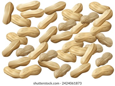 Shelled peanut groundnut vector with isolated on white background.
