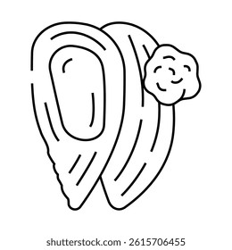 shellfish allergen free product food line icon vector. shellfish allergen free product food sign. isolated contour symbol black illustration