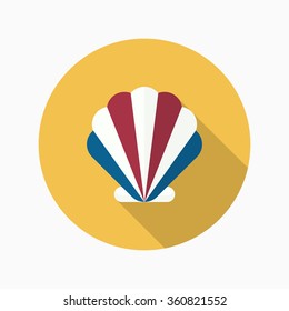 Shellfish flat  icon with long shadow,circle,eps10,interface,button