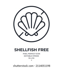 Shellfish free editable stroke outline icon isolated on white background flat vector illustration. Pixel perfect. 64 x 64.