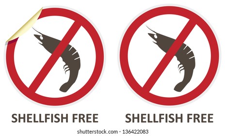 Shellfish free vector stickers and icons for allergen free products