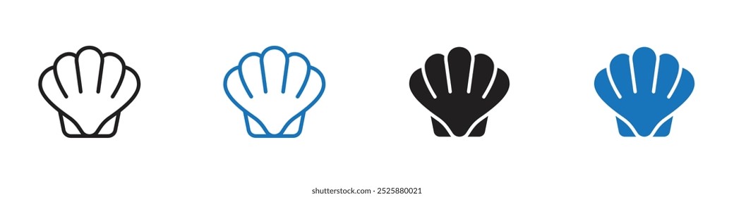 Shellfish Symbol lineare Grafik set Vektor in Schwarz