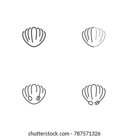 Shellfish icon outline stroke set design illustration black and white color isolated on white background, vector eps10
