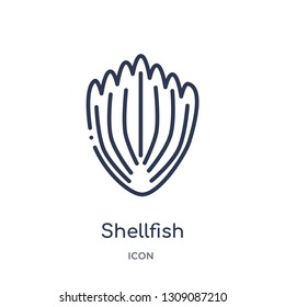 shellfish icon from stone age outline collection. Thin line shellfish icon isolated on white background.