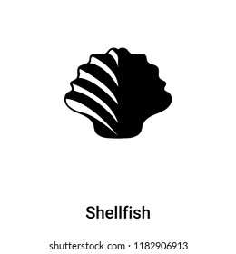 Shellfish icon vector isolated on white background, logo concept of Shellfish sign on transparent background, filled black symbol