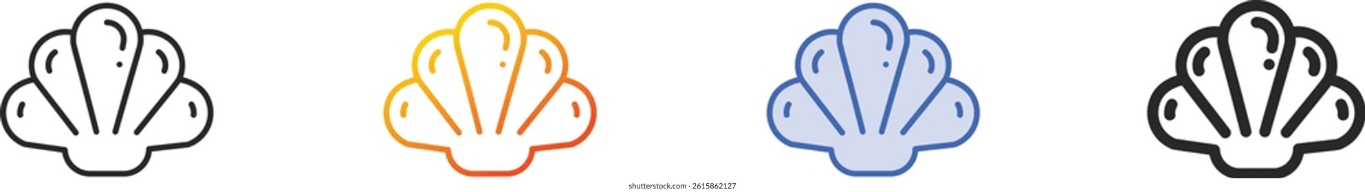 shellfish icon.Thin Linear, Gradient, Blue Stroke and bold Style Design Isolated On White Background