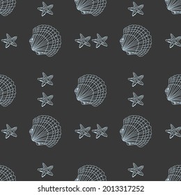 Shellfish on black background. Vector
