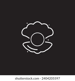 Shellfish outline icon or seashell with pearl line art icon isolated on white background. Vector illustration