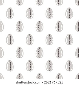 Shellfish seamless pattern. Repeat ornaments with sea elements. Grey Shells on white background. Snall seashell. Vector flat illustration for wallpaper, textiles, printing