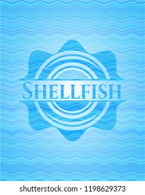 Shellfish sky blue water badge.