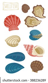  Shellfish, vector cartoon illustration