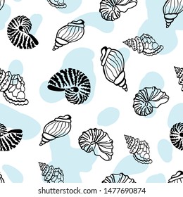 shells blue sea vector seamless pattern.  Concept for print, web design, wallpapers