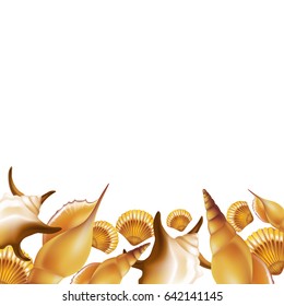 Shells border background. Vector Illustration.