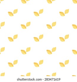 Shells or conchiglie. Seamless pattern with italian pasta. Real watercolor drawing. Vector illustration. Traced painting