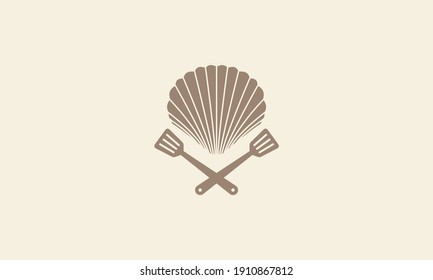 Shells cooking hipster logo symbol icon vector graphic design illustration
