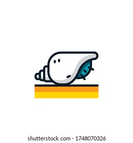 Shells on sand filled outline icons. Vector illustration. Editable stroke. Isolated icon suitable for web, infographics, interface and apps.