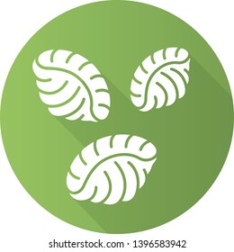 Shells pasta flat design long shadow glyph icon. Dough seashells. Traditional Italian conchiglie. Mediterranean cuisine. Dry semi-finished product. Type of noodles. Vector silhouette illustration
