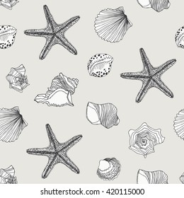 Shells seamless pattern