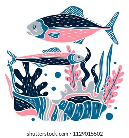 SHELLS, SEAWEEDS AND FISHES