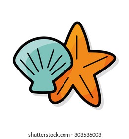 Shells with starfish color doodle