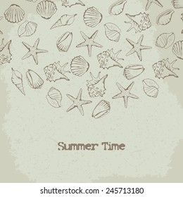 Shells and starfish vector background